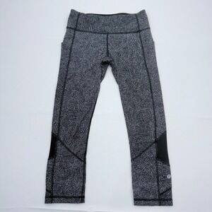 Lululemon Pace Rival Crop Line Up Luxtreme Womens 4 White Black Squiggle Print